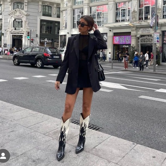 Zara Shoes Zara Contrasting Flame Cowboy Boots Poshmark